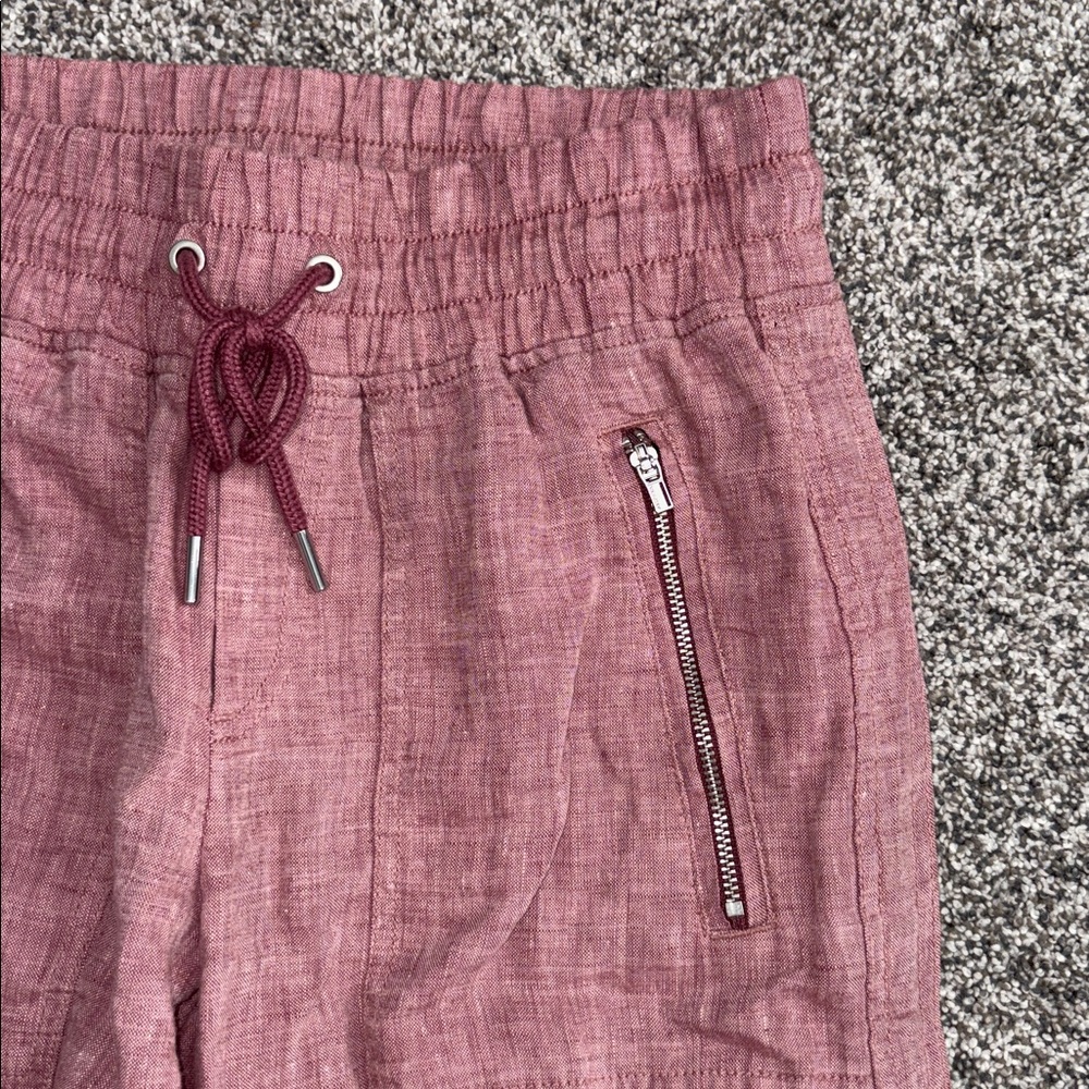 Athleta Cabo Linen Wide Leg Pants Trousers Elasticated Drawstring Waist in  Rose - Picture 3 of 6
